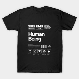 100% Human Being Funny Label Design T-Shirt